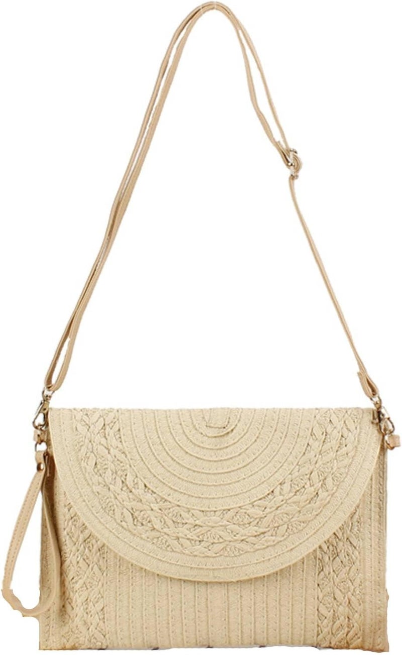 Gets Straw Clutch Purse for Women, Woven Beach Bag Summer Corssbody Purse Small Rattan Shoulder Bag for Travel | Hand-woven, Summer Beach, Envelope, Hand-woven, Summer Beach, Envelope - Image 1